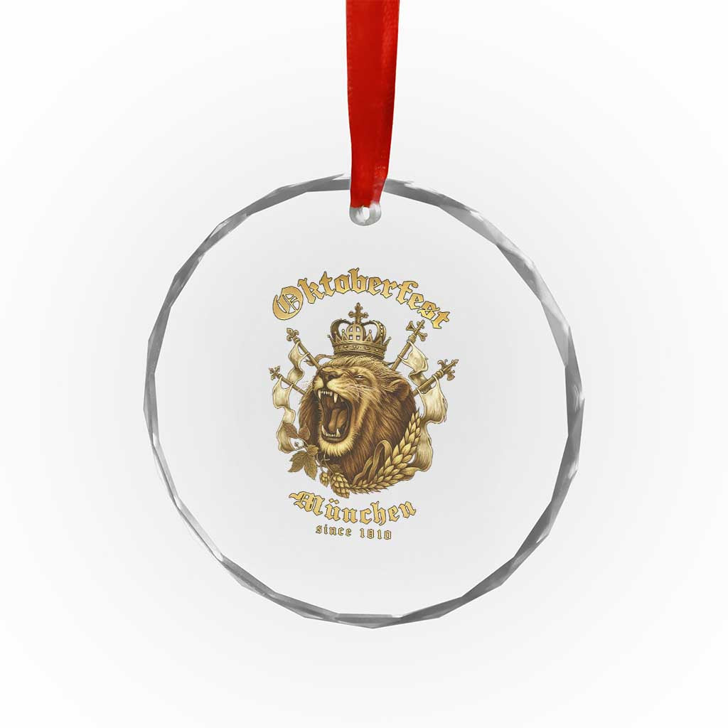 Oktoberfest Munchen Roaring Lion Crystal Glass Ornament Since 1810 Crown and Beer Weapon TS02