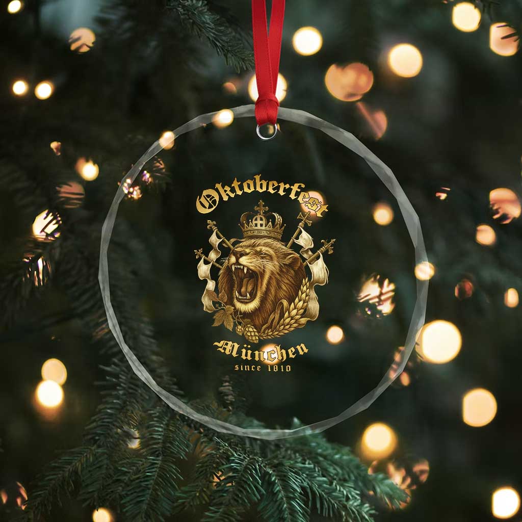 Oktoberfest Munchen Roaring Lion Crystal Glass Ornament Since 1810 Crown and Beer Weapon TS02