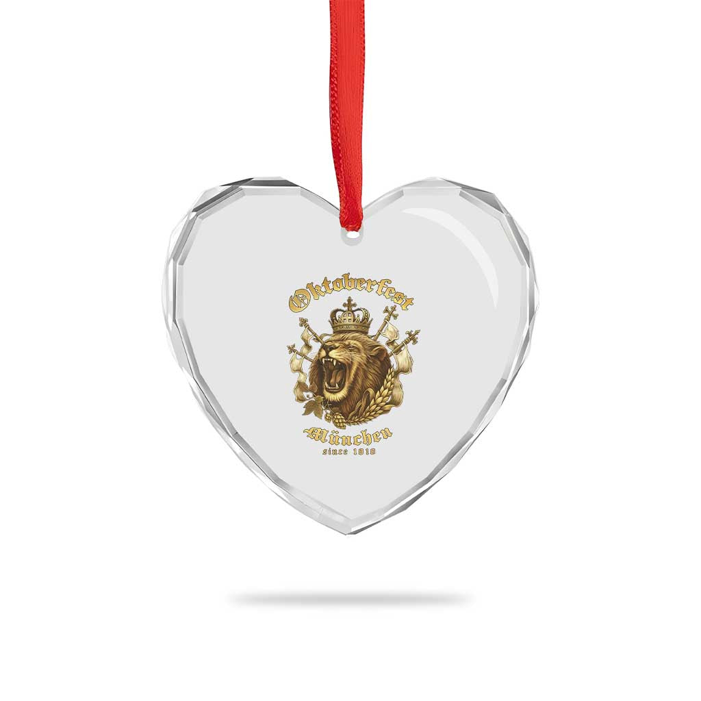 Oktoberfest Munchen Roaring Lion Heart Crystal Glass Ornament Since 1810 Crown and Beer Weapon - Wonder Print Shop