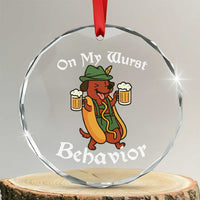 Oktoberfest On My Wurst Behavior Crystal Glass Ornament Funny German TS10