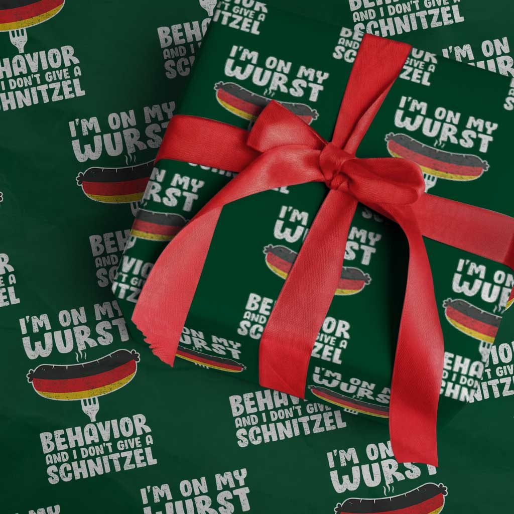 Oktoberfest On My Wurst Behavior Wrapping Paper Roll Dont Give Schnitzel Funny German - Wonder Print Shop