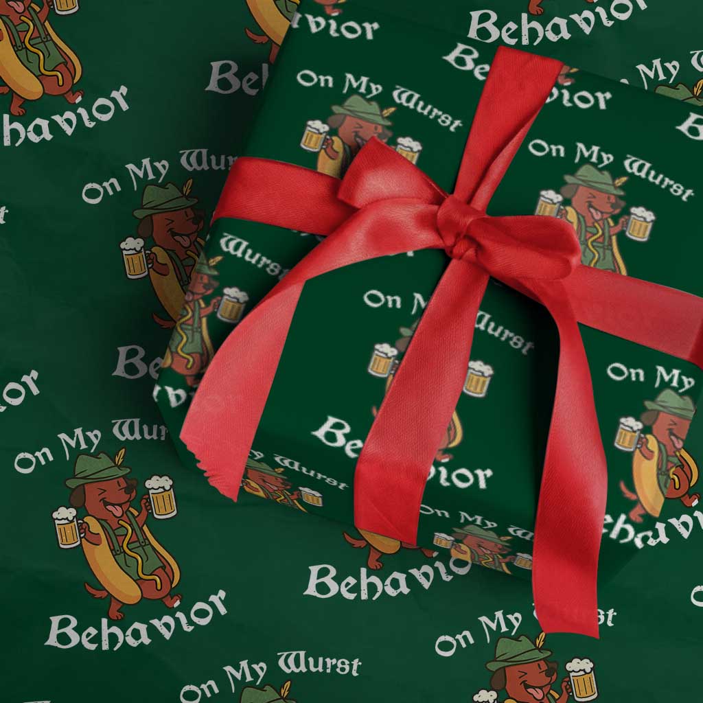 Oktoberfest On My Wurst Behavior Wrapping Paper Roll Funny German - Wonder Print Shop