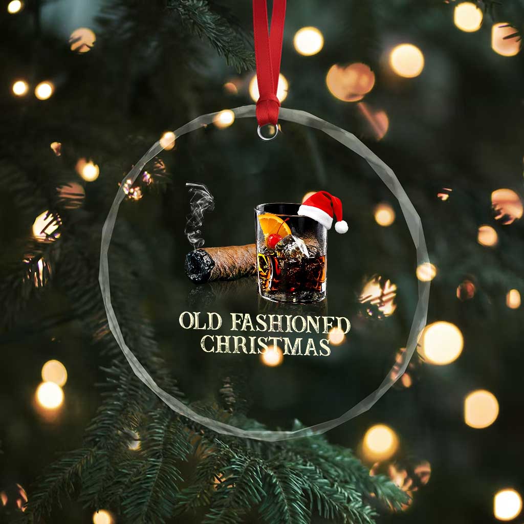 Old Fashioned Cocktail Christmas Crystal Glass Ornament Funny Bourbon Cocktail Drink - Wonder Print Shop