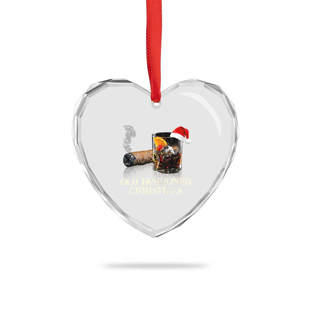 Old Fashioned Cocktail Christmas Heart Crystal Glass Ornament Funny Bourbon Cocktail Drink - Wonder Print Shop