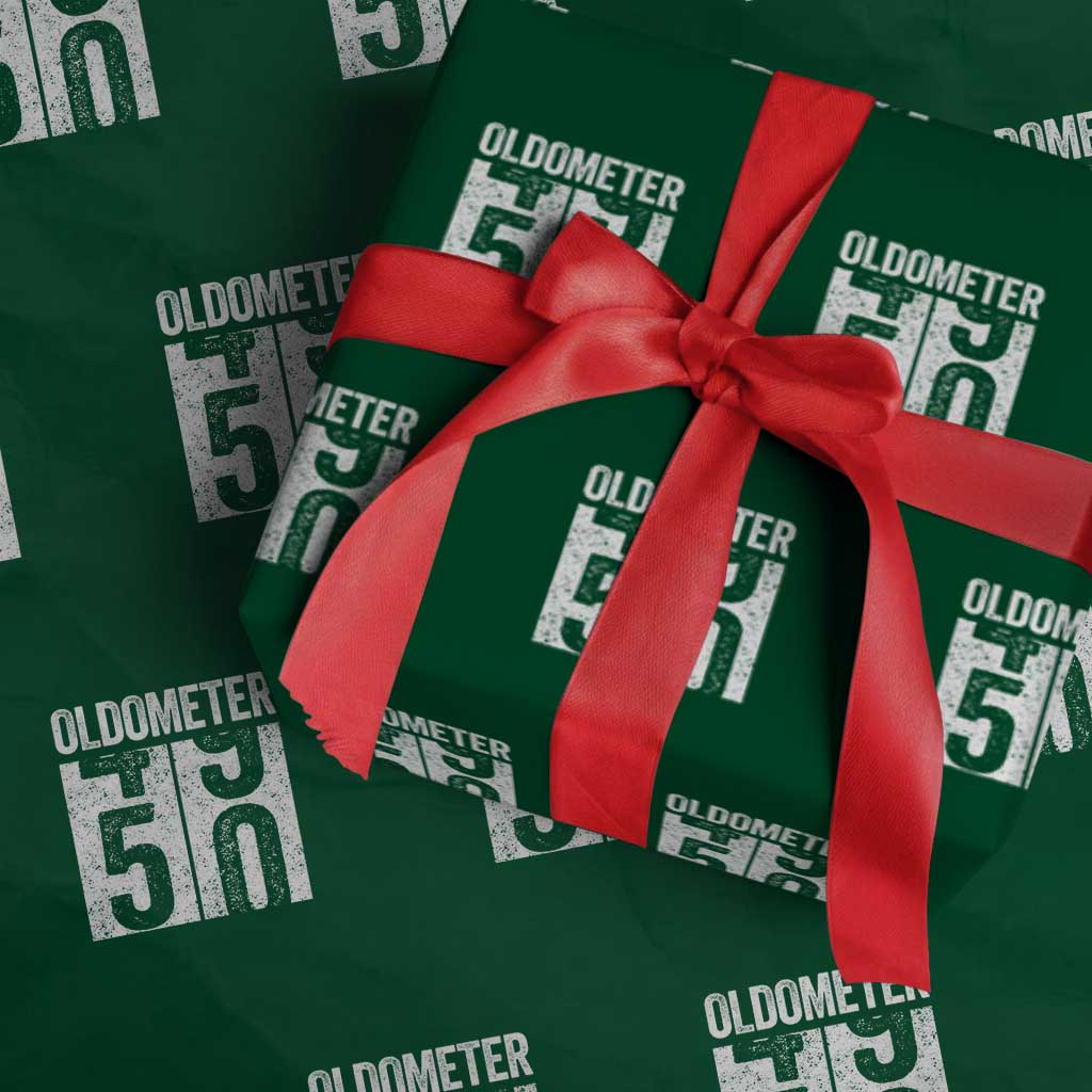 Oldometer 50 Birthday Wrapping Paper Roll Funny Vintage Aged to Perfection - Wonder Print Shop