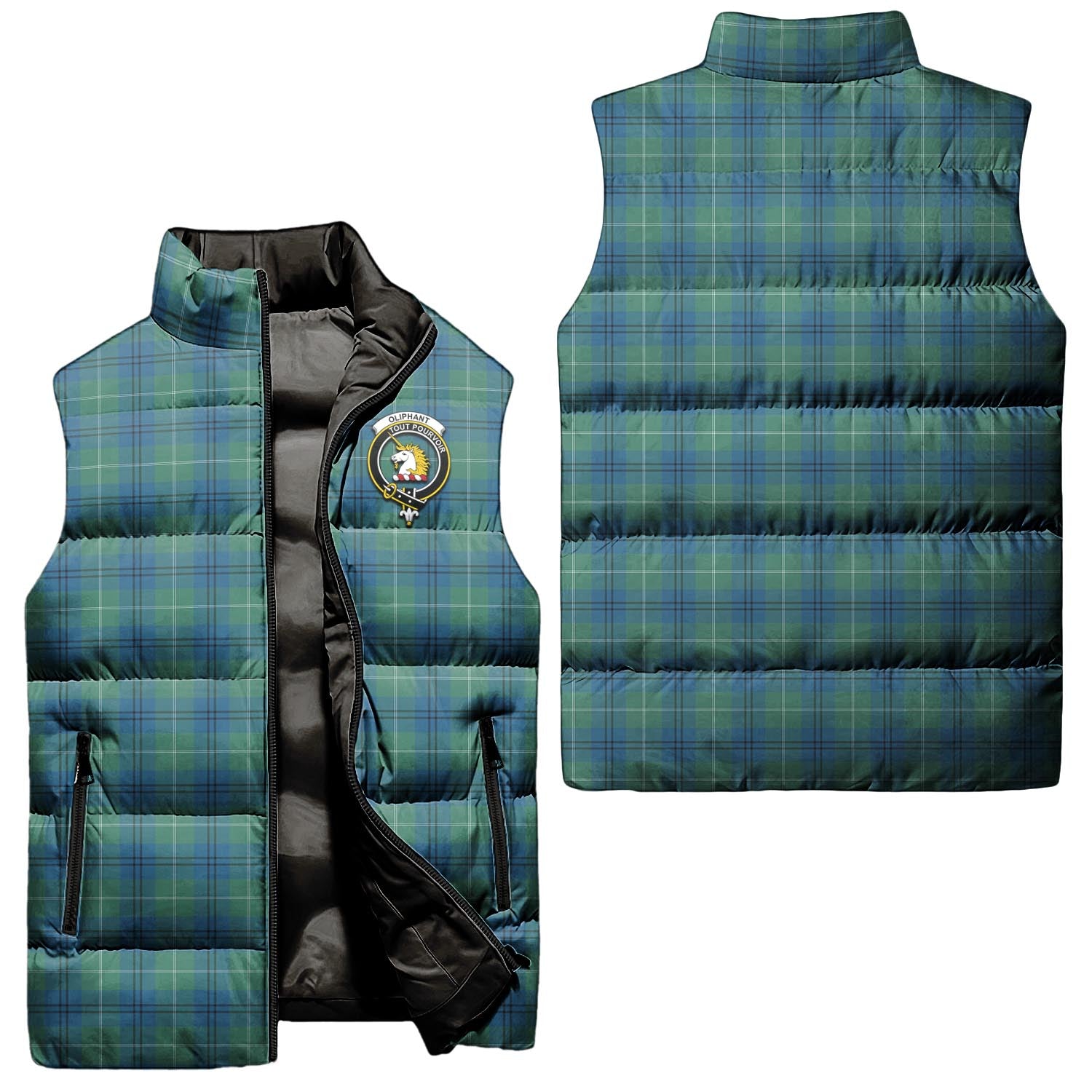 oliphant-ancient-clan-puffer-vest-family-crest-plaid-sleeveless-down-jacket