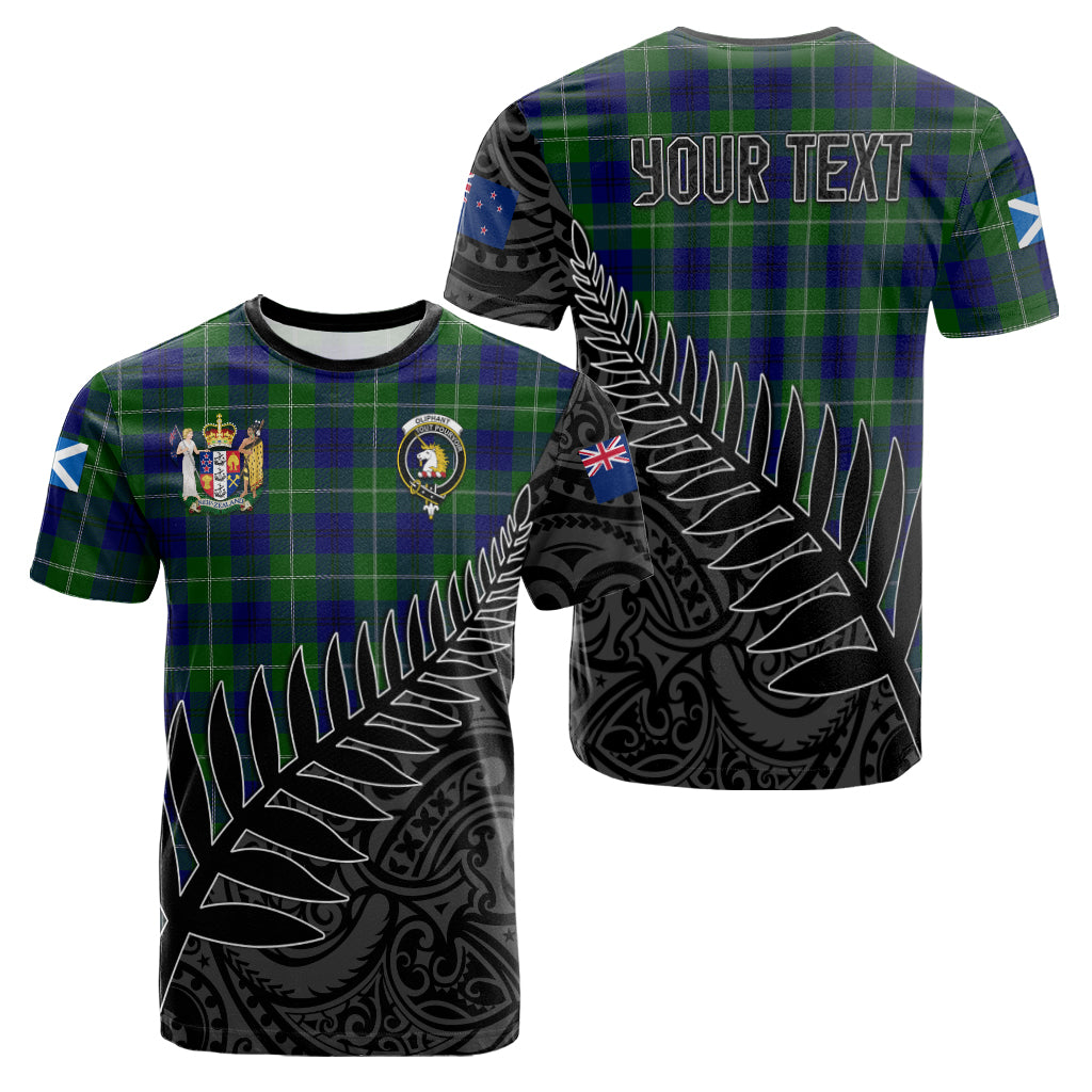 oliphant-modern-tartan-family-crest-t-shirt-with-fern-leaves-and-coat-of-arm-of-nea-zealand