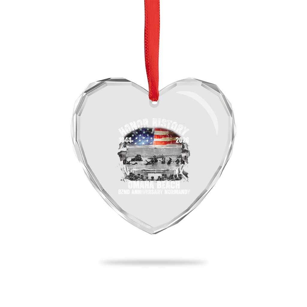 Omaha Beach D Day Heart Crystal Glass Ornament 82nd Anniversary Honor History Normandy WWII