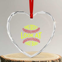 OMG Becky Look At That Bunt Funny Softball Heart Crystal Glass Ornament