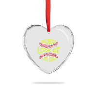 OMG Becky Look At That Bunt Funny Softball Heart Crystal Glass Ornament