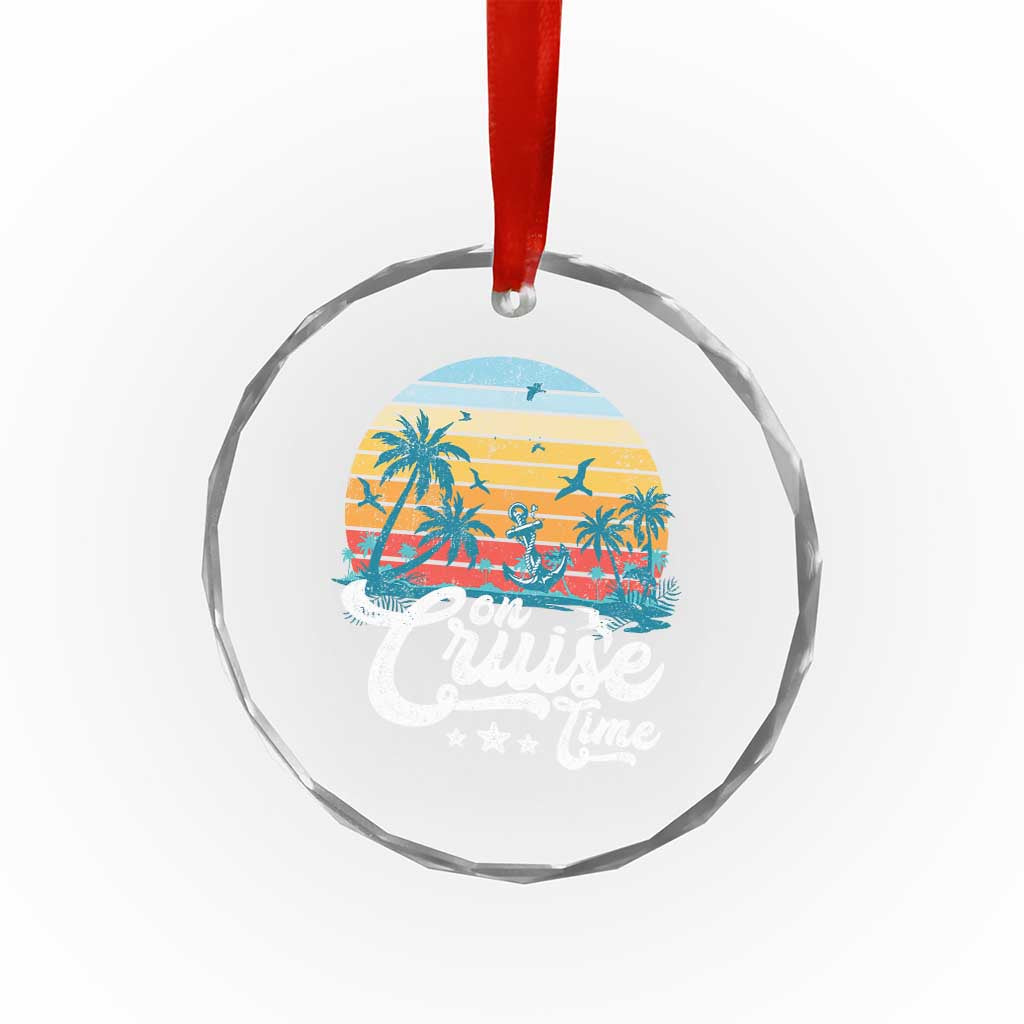 On Cruise Time Crystal Glass Ornament Retro Summer Vacation Cruising - Wonder Print Shop