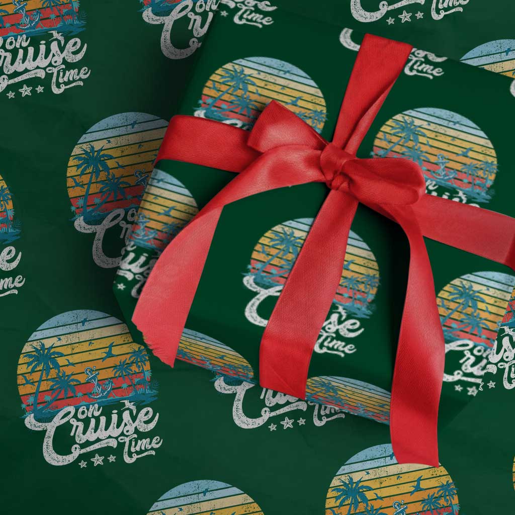 On Cruise Time Wrapping Paper Roll Retro Summer Vacation Cruising - Wonder Print Shop
