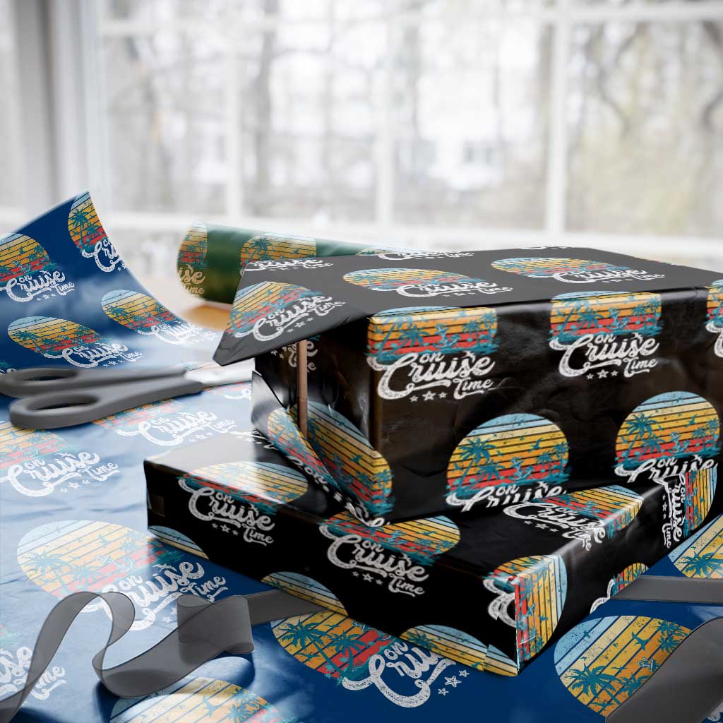 On Cruise Time Wrapping Paper Roll Retro Summer Vacation Cruising - Wonder Print Shop