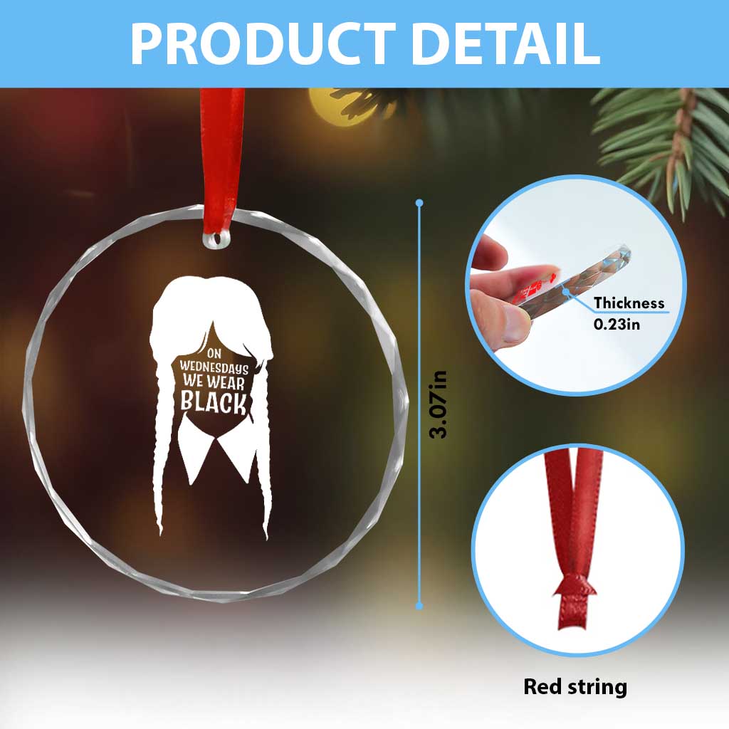 On Wednesdays We Wear Black Crystal Glass Ornament Goth Halloween TS10
