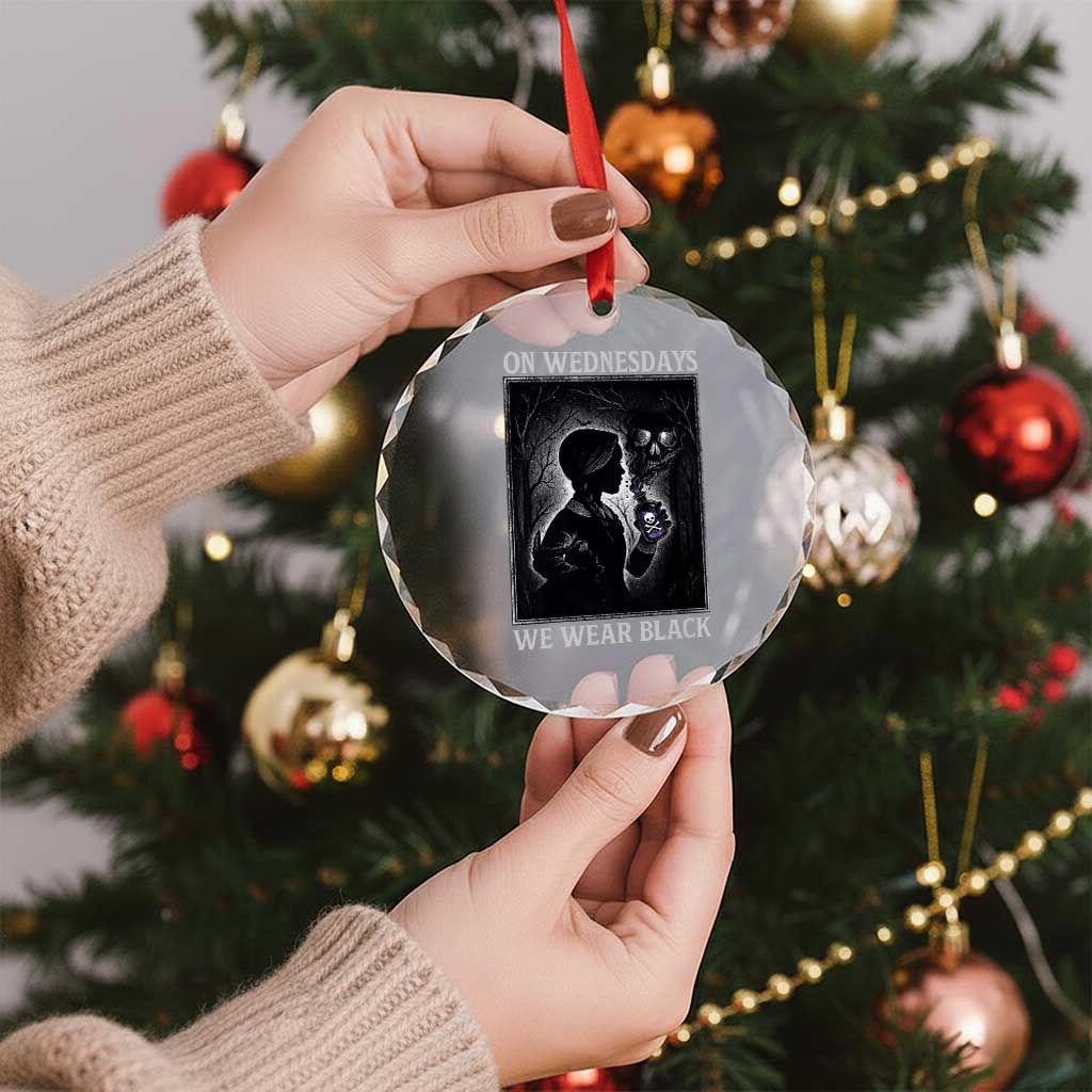 On Wednesdays We Wear Black Crystal Glass Ornament Tarot Card Goth Halloween TS10