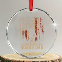 One Badass Bonus Dad Crystal Glass Ornament Vintage Bigfoot Stepdad American Flag