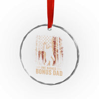One Badass Bonus Dad Crystal Glass Ornament Vintage Bigfoot Stepdad American Flag