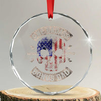 One Badass Bonus Dad Crystal Glass Ornament Vintage Step Dad American Flag Fathers Day - Wonder Print Shop