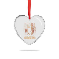 One Badass Bonus Dad Heart Crystal Glass Ornament Vintage Bigfoot Stepdad American Flag