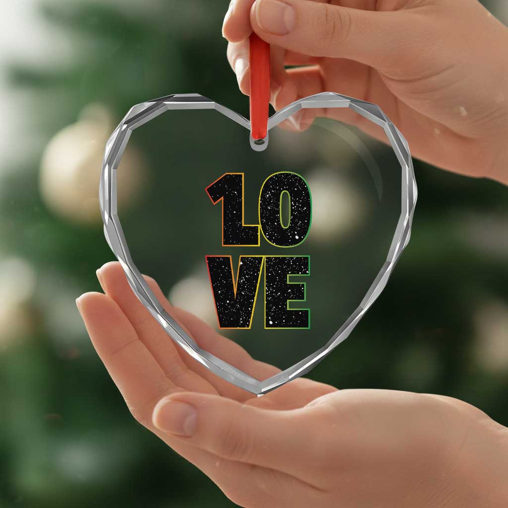 One Love Jamaican Rasta Reggage Music Heart Crystal Glass Ornament - Wonder Print Shop
