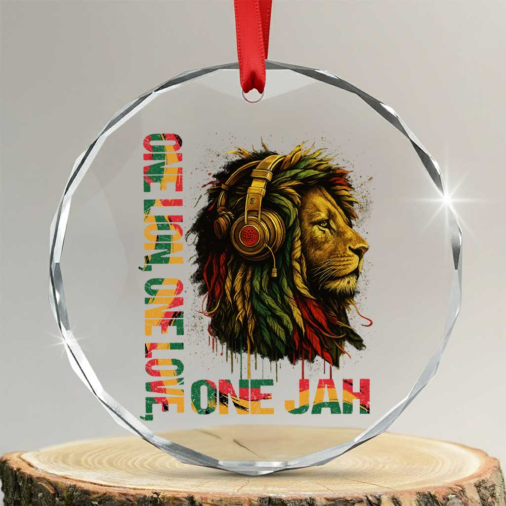 One Love Rasta Lion Crystal Glass Ornament Rastafari Reggae Jamaica Roots Lion of Judah Dreadlocks - Wonder Print Shop