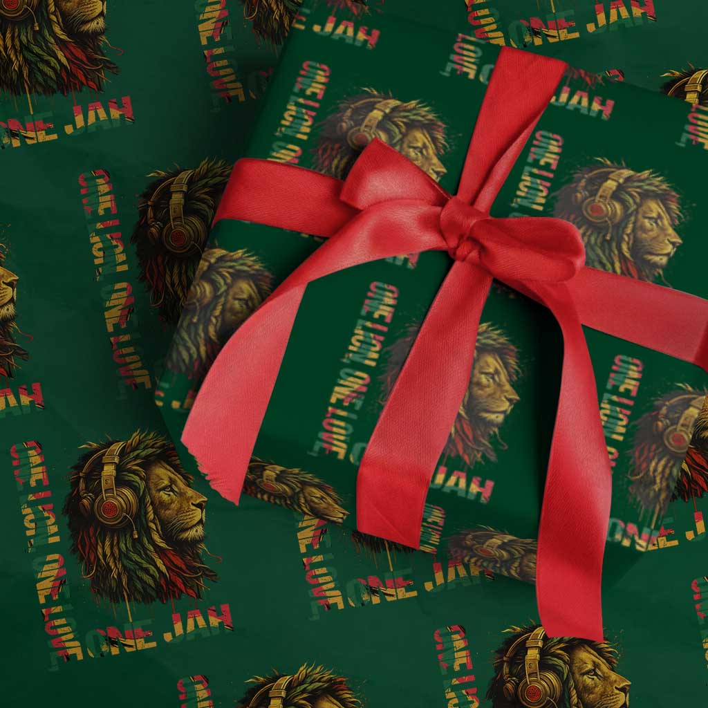 One Love Rasta Lion Wrapping Paper Roll Rastafari Reggae Jamaica Roots Lion of Judah Dreadlocks - Wonder Print Shop