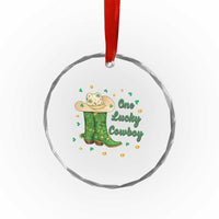 One Lucky Cowboy Crystal Glass Ornament Western Irish Cowboy St Patrick Day