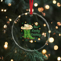 One Lucky Cowboy Crystal Glass Ornament Western Irish Cowboy St Patrick Day