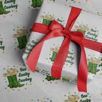 One Lucky Cowboy Wrapping Paper Roll Western Irish Cowboy St Patrick Day