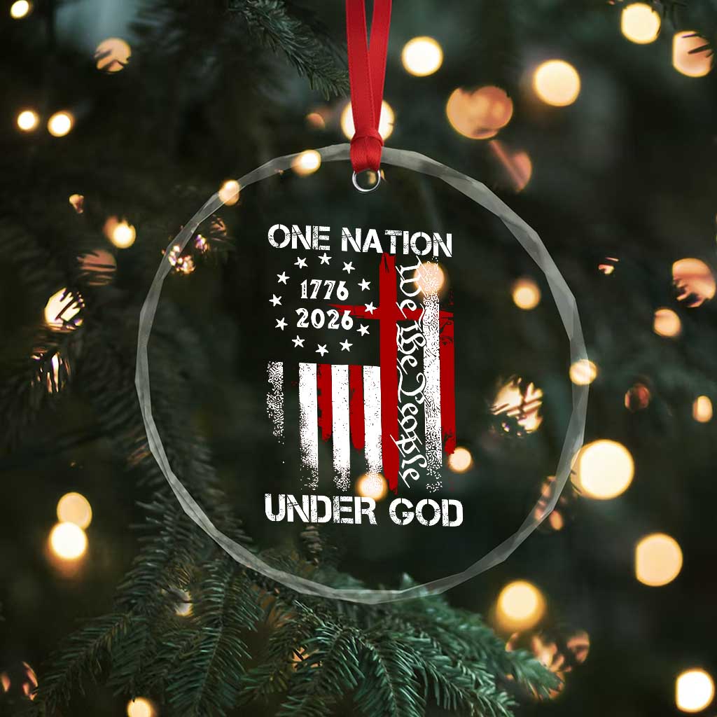 One Nation Under God 250 Years Crystal Glass Ornament 250th Anniversary USA