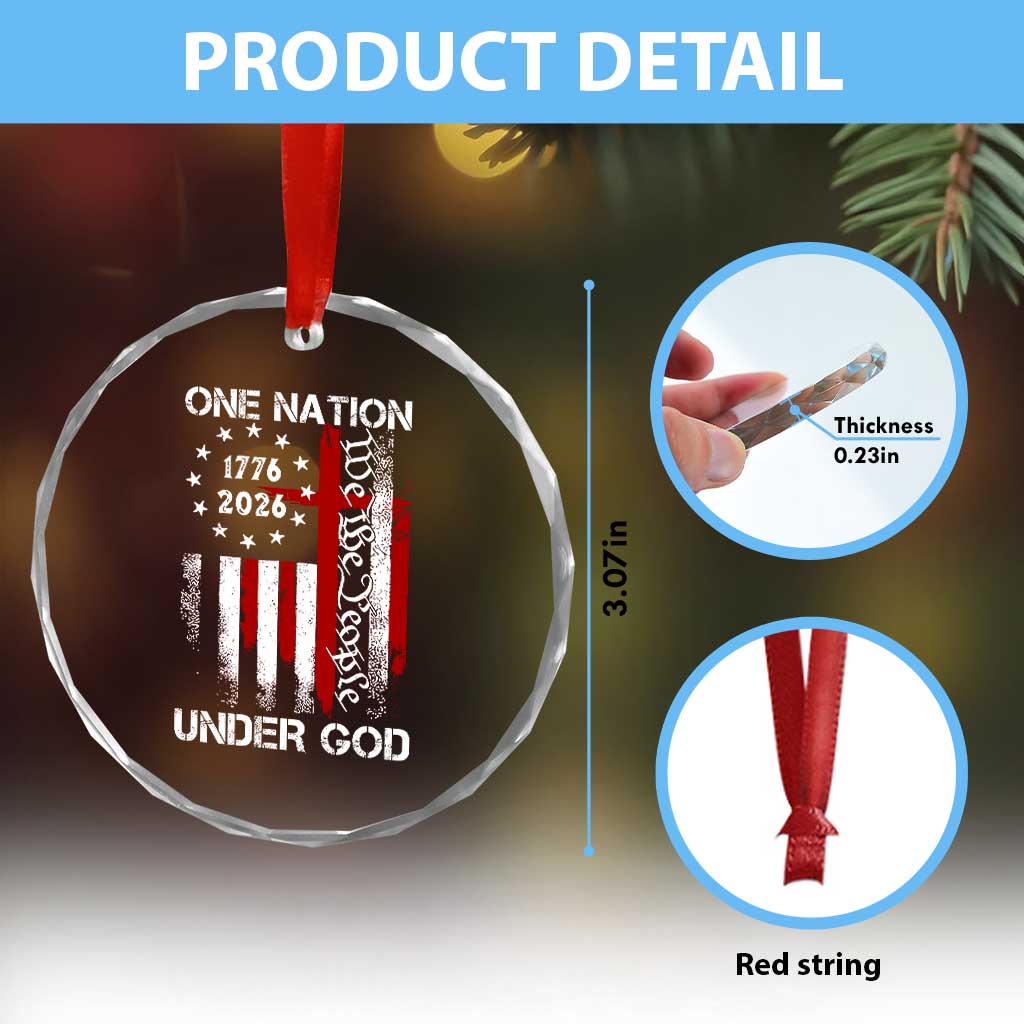 One Nation Under God 250 Years Crystal Glass Ornament 250th Anniversary USA