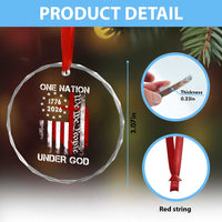 One Nation Under God 250 Years Crystal Glass Ornament 250th Anniversary USA