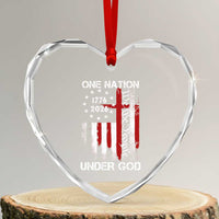 One Nation Under God 250 Years Heart Crystal Glass Ornament 250th Anniversary USA