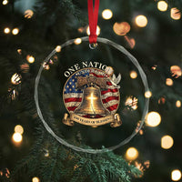 One Nation Under God 250 Years Of Blessing Crystal Glass Ornament Christian Cross Bald Eagle 4th of July
