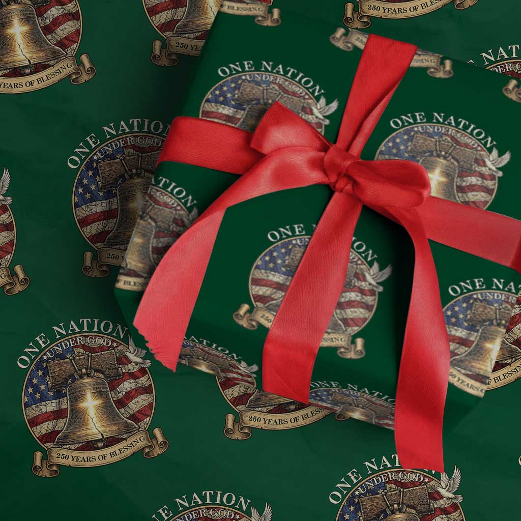 One Nation Under God 250 Years Of Blessing Wrapping Paper Roll Christian Cross Bald Eagle 4th of July