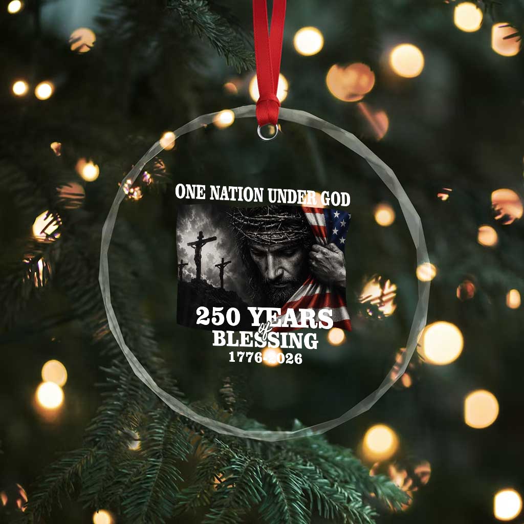 One Nation Under God 250th Anniversary Crystal Glass Ornament American Patriotic Faith