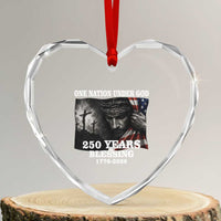 One Nation Under God 250th Anniversary Heart Crystal Glass Ornament American Patriotic Faith