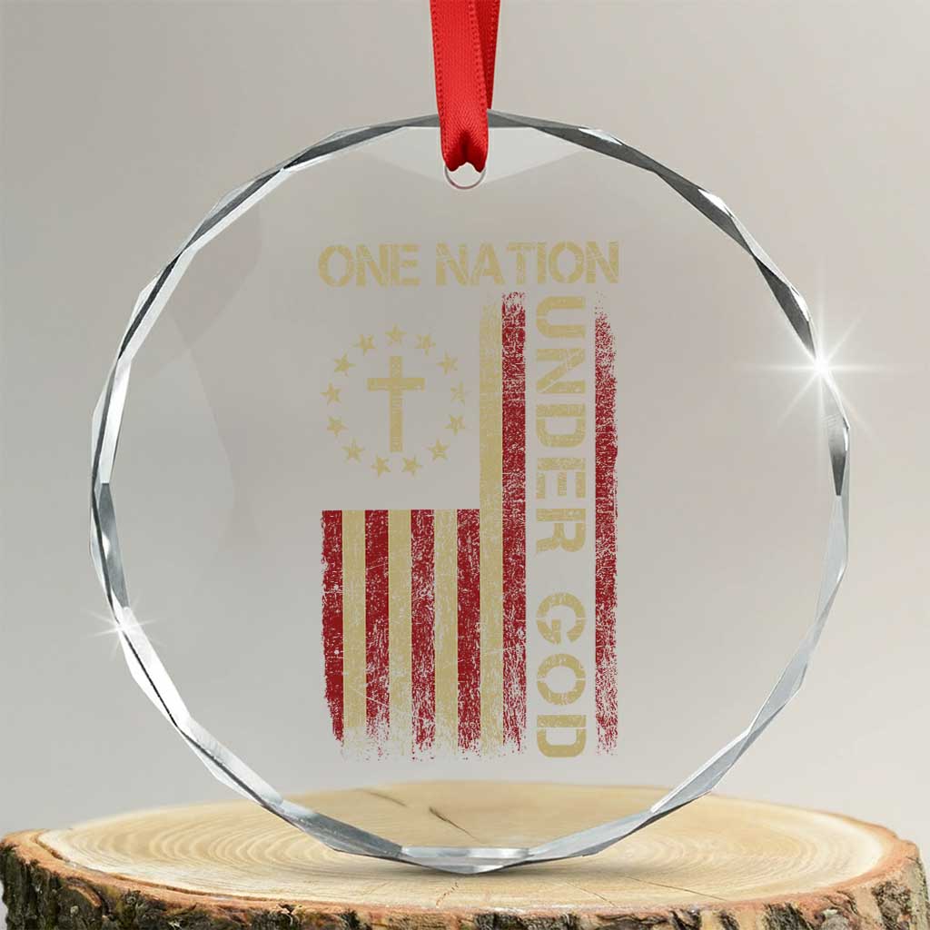 One Nation Under God Crystal Glass Ornament American Flag 4th Of July Patriotic Christian - Wonder Print Shop