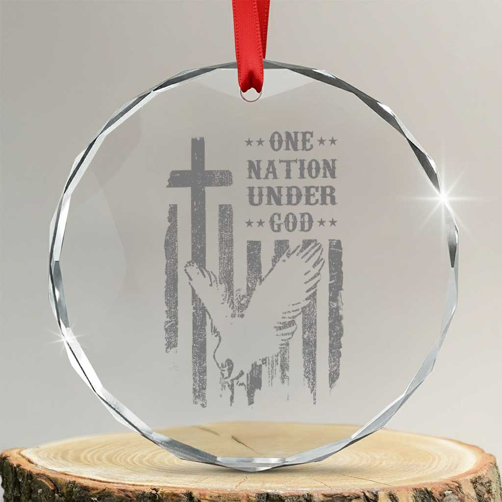 One Nation Under God Crystal Glass Ornament American Flag Bald Eagle 4th Of July Patriotic Christian - Wonder Print Shop