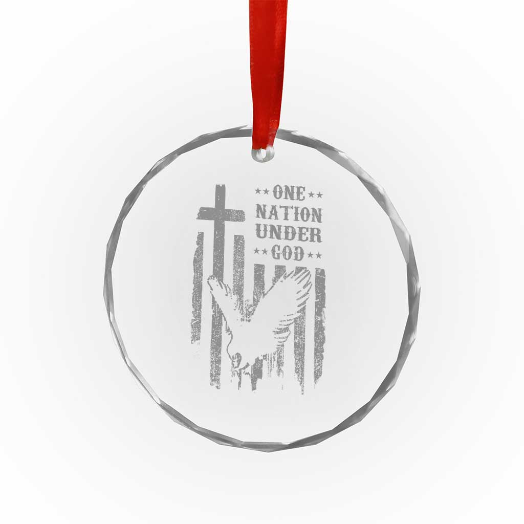 One Nation Under God Crystal Glass Ornament American Flag Bald Eagle 4th Of July Patriotic Christian - Wonder Print Shop