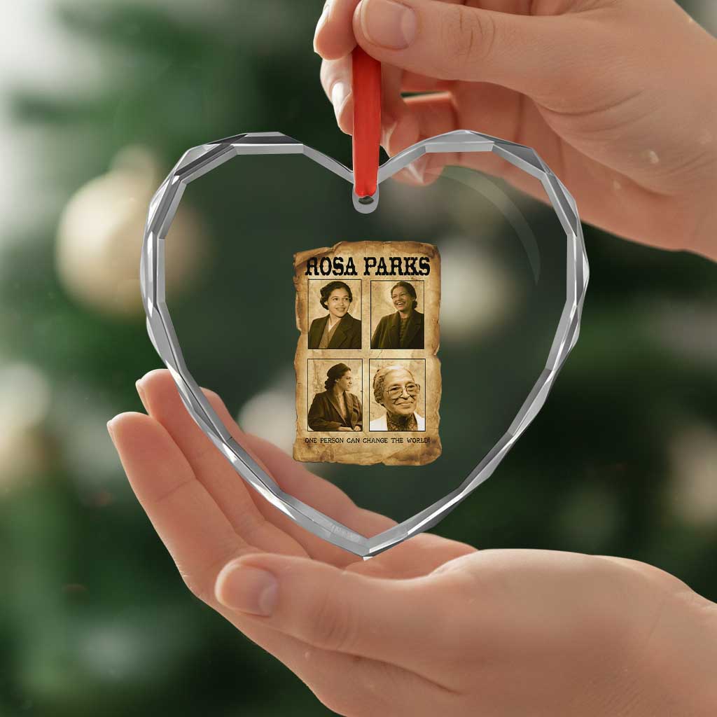 One Person Can Change The World Quote Heart Crystal Glass Ornament Rosa Parks Legacy