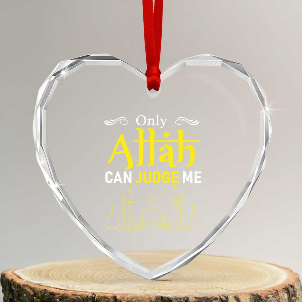 Only Allah Can Judge Me Heart Crystal Glass Ornament Islamic Muslim Ramadan Eid - Wonder Print Shop
