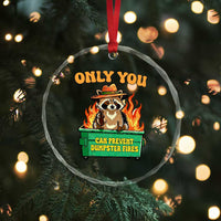 Only You Can Prevent Dumpster Fires Funny Raccoon Crystal Glass Ornament Sarcastic Chaos Humor Holiday Gag Gift - Wonder Print Shop