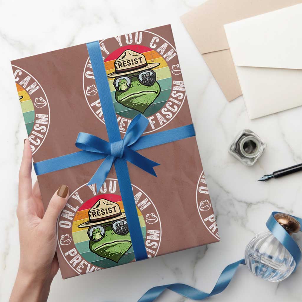 Only You Can Prevent Fascism Frog Resist Protest Wrapping Paper Roll Free Portland Oregon Freedom Retro - Wonder Print Shop