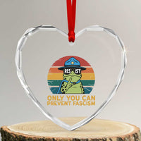 Only You Can Prevent Fascism Heart Crystal Glass Ornament Funny Portland Frog Protest Gift - Wonder Print Shop