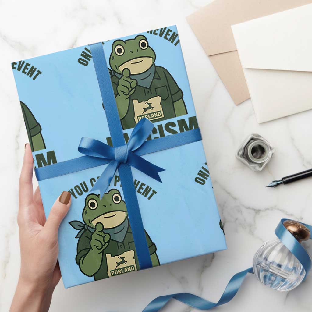 Only You Can Prevent Fascism Portland Frog Wrapping Paper Roll Resist Protest Forest Ranger - Wonder Print Shop