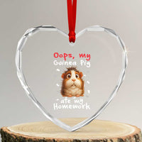 Oops My Guinea Pig Ate My Homework Heart Crystal Glass Ornament Funny Cavy Lover Gift - Wonder Print Shop