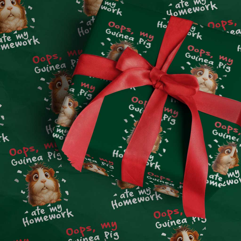 Oops My Guinea Pig Ate My Homework Wrapping Paper Roll Funny Cavy Lover Gift - Wonder Print Shop