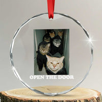 Open The Door Cats Lover Crystal Glass Ornament Funny Cat Gang Sarcastic Meme - Wonder Print Shop