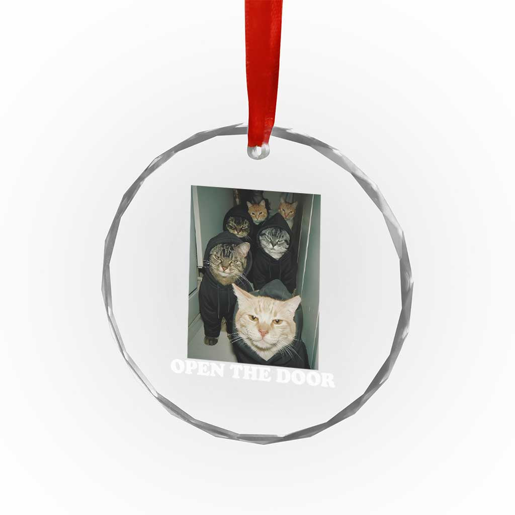 Open The Door Cats Lover Crystal Glass Ornament Funny Cat Gang Sarcastic Meme - Wonder Print Shop
